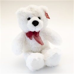 White Teddy Bear Plush w/ Red Bow
